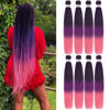 Picture of Liang Dian Pre Stretched Braiding Hair Ombre 36 Inch 8 Packs Synthetic Crochet Braids Hot Water Setting Professional Soft Yaki Texture Synthetic Hair Extensions(36 Inch 1B/Purple/Pink)