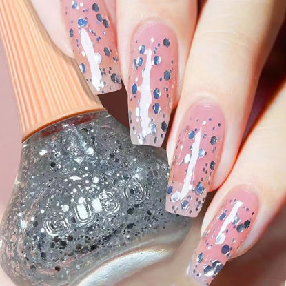 Picture of Major Dijit Quick Dry Nail Polish Clear Silver Summer Nail Lacquer for Nail Art Regular Nail Polish 0.41 fl oz.