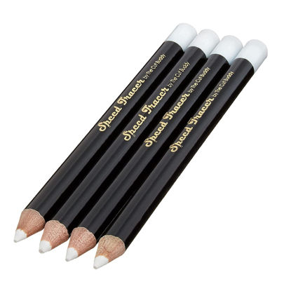 Picture of White Speed Tracer Barber Pencil 4 Pack + Sharpener, Outline Beard Before Trimming for Shaping Tools, Guides, Hair Trimmer, & Shaver, Cut Buddy