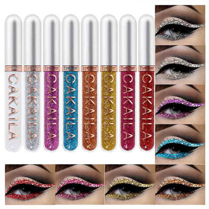 Picture of evpct 8 Colors Liquid Glitter Eyeliner Liquid Sets Glitter Eye Liners for Women Liquid White Silver Rose Gold Pink Liquid Sparkly Glitter Eyeliner