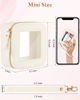 Picture of XUGUXA Clear Makeup Bag | Mini Makeup Bag | Small Makeup Bag/Small Cosmetic Bag for Purse | Cute Leather Makeup Pouch | Purse Organizer | Car Travel Purse Essentials for Women Gift (Beige Mini)