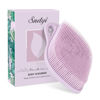 Picture of Sndyi Silicone Body Scrubber, Gentle Exfoliating Body Scrubber for Sensitive Skin, Leaf Shaped Shower Scrubber for Body with Lathering Bristles, Silicone Loofah Body Brush for Showering, Purple