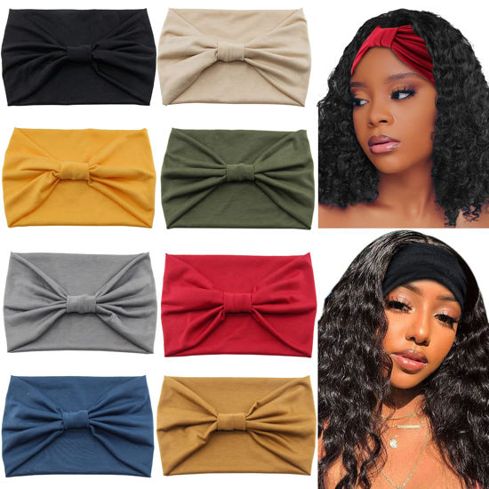 Picture of Yeshan Wide Headbands for Women Non Slip Turban Headband, Boho Elastic Headband Sweat Bands Yoga Hair Bands for Women's Hair，Pack of 8
