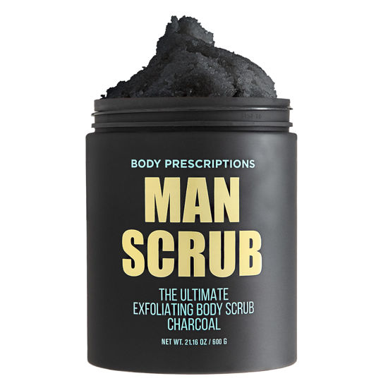 Picture of Body Prescriptions Men’s Exfoliating Body Scrub - Ultimate Skin Cleansing Wash in Jar with Twist-Top Lid, For All Skin Types, 21 Ounce (Pack of 1), Charcoal