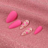 Picture of Almond Press on Nails Medium Fake Nails Pink False Nails with Heart Design Glue on Nails Valentine's Day Acrylic Nails Matte Full Cover Stick on Nails Cute Artificial Nails for Women Manicure 24Pcs