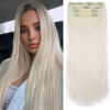 Picture of Clip in Synthetic Hair Extensions Platinum Blonde 20 Inch Full Head Ice Blonde Hair #60 Clip in Extensions 4Pcs Clip in Hair Extensions(4pcs, 20Inch, 60#)