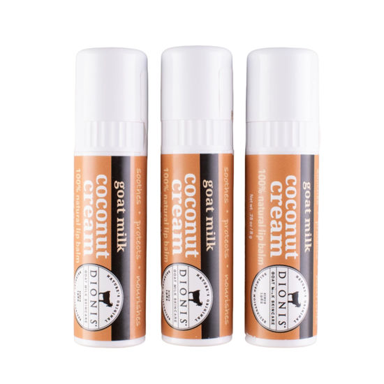 Picture of Dionis Goat Milk Skincare Coconut Cream Holiday Lip Balm Gift Set - Beeswax, Shea Butter & Coconut Oil Lip Care Products Made in The USA - Cruelty Free Lip Moisturizer for Chapped Lips, 0.28oz 3 Pack