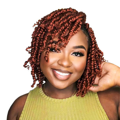 Picture of The BOHOBABE Pre-Twisted Passion Twist Crochet Hair 6 Inch Short Pre-looped Crochet Passion Twist Braiding Hair 8 Packs (350#)