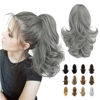 Picture of SOFEIYAN 13" Ponytail Extension Long Curly Ponytail Clip in Claw Hair Extension Natural Synthetic Hairpiece for Women, Grey Darker