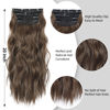 Picture of 20 inch Synthetic Hair Extensions Dark Brown Mixed Middle Brown Highlight Thick Clip In Hair Extensions Wavy Hair Extensions for Women(Dark Brown Mixed Middle Brown Highlight)