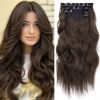 Picture of Double Weft Synthetic Hair Extension 4PCS Thick Hairpieces Clip in Long Wavy Hair Extensions Chestnut Brown 20 Inch (4pcs, 20Inch, 8/10#)