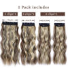 Picture of Clip in Synthetic Hair Extensions Long Wavy 4PCS Thick Hairpieces Blonde Highlighted Medium Brown Fiber Double Weft Natural Hair Extensions 20 Inch for Women (4pcs, 20Inch, 86H10#)