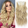 Picture of Blonde Hair Extensions Long Wavy 20 Inch 4pcs Clip in Synthetic Hair Extensions for Women Double Weft Extensions (Ombre Ash Brown to Bleach Blonde, 8AH613#)