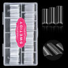 Picture of Clear Acrylic Square Nail Tips, SWETIDY 500pcs No C Curve XL Long Square Shaped Straight Fake Nails Flattened Half Cover Artificial Nails with Box for Nail Salon Professional and DIY Nail Art 10 Sizes