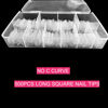 Picture of Clear Acrylic Square Nail Tips, SWETIDY 500pcs No C Curve XL Long Square Shaped Straight Fake Nails Flattened Half Cover Artificial Nails with Box for Nail Salon Professional and DIY Nail Art 10 Sizes