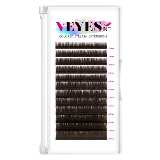 Picture of VEYES INC Colored Lash Extensions 03 05 07 15 C/D Curl 8-16mm Mixed Length Tray, Premium Individual Silk Eyelashes, Professional Supplies for Lash Techs (Dark+ Brown 0.15 CC 8-16mm)