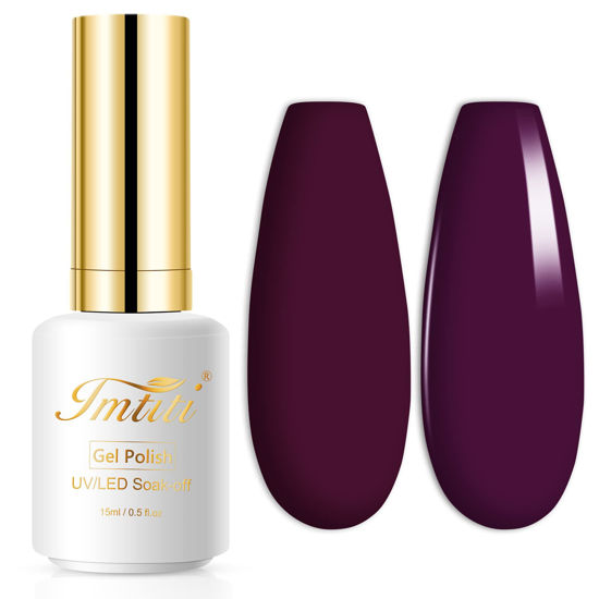 Picture of Imtiti Purple Gel Nail Polish, 1 Pcs 0.5 fl oz Burgundy Wine gel nail polish Color Soak Off Gel Polish Nail Art Manicure Salon DIY Nail Lamp Gel Nail Design Christmas Decoration