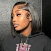 Picture of HIRIREMY Short Bob Wigs for Black Women Human Hair Straight Bob Wig 13x4 HD Lace Front Wigs Human Hair Pre Plucked Glueless Human Hair Bob Wigs for Black Women Natural Hairline 180% Density 12 Inch