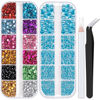 Picture of Two Packs of Flatback Rhinestones 4520 Pcs Colorful Nail Art Rhinestones Flatback Crystal Colorful+Lake Blue Rhinestone with Picker Pencil and Tweezer For Nail Art and Decoration