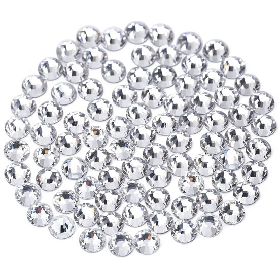 Picture of Novani Rhinestones 3000Pcs Flatback Crystal Round Loose Gemstones Glass Rhinestones for Crafts Makeup Nail Art Clothes Shoes DIY Decorations(SS8, 2.3-2.5mm,Crystal Clear)