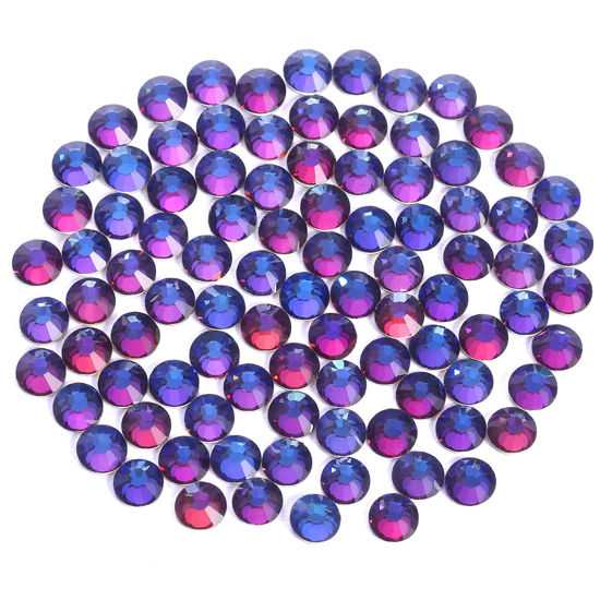 Picture of Novani Rhinestones 3000Pcs Flatback Crystal Round Loose Gemstones Glass Rhinestones for Crafts Makeup Nail Art Clothes Shoes DIY Decorations(SS8, 2.3-2.5mm,Blue Flame)