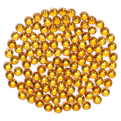 Picture of Novani Rhinestones 3000Pcs Flatback Crystal Round Loose Gemstones Glass Rhinestones for Crafts Makeup Nail Art Clothes Shoes DIY Decorations(SS10, 2.7-2.9mm,Gold Yellow)