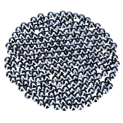 Picture of Novani Rhinestones Flatback Rhinestones Glass Gems Stones Jewels Round Gemstones Non-Hotfix Crystal for Nail Crafts,SS12,1440 Pieces,Shiny Black