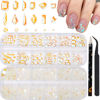 Picture of HNUIX Nail Rhinestones - 2920pcs 3D Multi Shape Size, Crystal Aurora Nail Gems, Flat Back, with Kit, for Nail Art, DIY Decorations