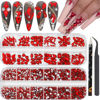 Picture of HNUIX Nail Rhinestones - 2920pcs 3D Multi Shape Size, Red Nail Gems, Flat Back, with Kit, for Nail Art, DIY Decorations
