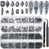 Picture of HNUIX Nail Rhinestones - 2920pcs 3D Multi Shape Size Crystal, Transparent Gray Nail Gems, Flat Back, with Kit, for Nail Art, DIY Decorations