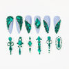 Picture of HNUIX Nail Rhinestones - 2920pcs 3D Multi Shape Size, Emerald Green Nail Gems, Flat Back, with Kit, for Nail Art, DIY Decorations