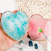 Picture of 2 Pcs Resin Nail Art Palette, Nail Art Painting Mixed Color Palettes Gold Edge Nail Holder Nail Art Display Board (Pink, Blue)