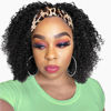 Picture of Headband Wig Human Hair Deep Wave 10 inch None Lace Front Wig Human Hair Machine Made Wigs Glueless Curly Hair Headband Half Wigs for Black Women Human Hair Natural Color