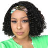 Picture of Headband Wig Human Hair Deep Wave 10 inch None Lace Front Wig Human Hair Machine Made Wigs Glueless Curly Hair Headband Half Wigs for Black Women Human Hair Natural Color
