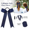 Picture of DEEKA 12 PCS Navy Blue Collegiate Style Cheer Bows for Girls Teens Softball Cheerleader Sports