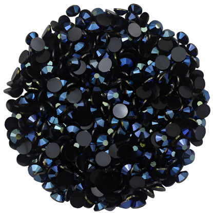 Picture of 1440 Pcs SS20 5mm Flatback Rhinestones for Nails Art Crafts Glitter Round Shine Gems AB Crystals DIY Clothes Shoes （Black-Bottom Ink-Blue AB）