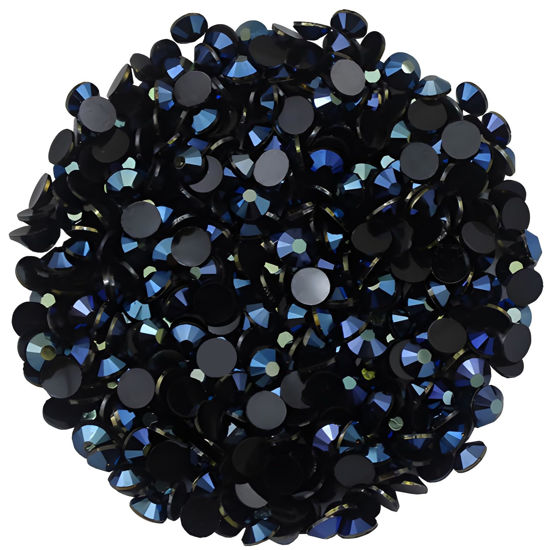 Picture of 1440 Pcs SS20 5mm Flatback Rhinestones for Nails Art Crafts Glitter Round Shine Gems AB Crystals DIY Clothes Shoes （Black-Bottom Ink-Blue AB）