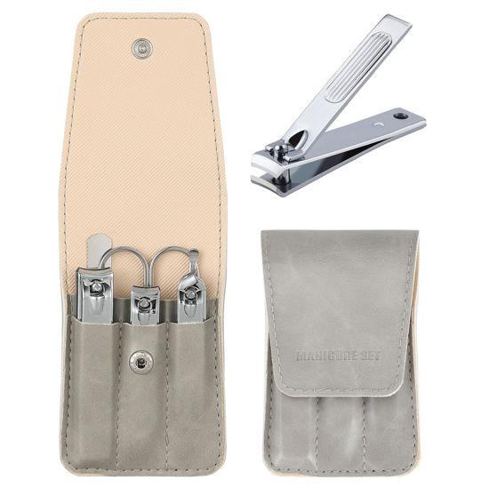Picture of Nail Clipper Set Gifts for Men, 6 Pcs Case Fingernail Clipper Christmas Stocking Stuffers for Adults (Grey)