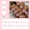 Picture of SINSEN French Tip Press on Nails Short - Pink Press on Nails Square Shape, White Tips Fake Nails with Adhesive Glue Stickers, Reusable Stick on Nails in 12 Sizes, 24 Pcs Short Square French Nails