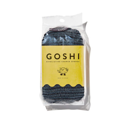 Picture of GOSHI Exfoliating Shower Sponge - Rip-Resistant, Rapid-Drying Exfoliating Bath Sponge for All Skin Types - Grey - Made in Japan