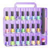 Picture of JIASHENG Nail Polish Organizer Case Holders, 48 Bottles Universal Nail Storage Box for Double Side Adjustable Space Divider for Acrylic Nail Gel Dip Powder Tips Set with Toe Separator, Purple