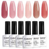 Picture of RARJSM Nude Gel Polish Set Purple Jelly Gel Nail Polish of 6 Transparent Colors 7.5ml Clear Mavue Purple Pink Sheer Rose Red Brown Autumn Winter French Manicure LED UV Gel Curing Requires Soak Off