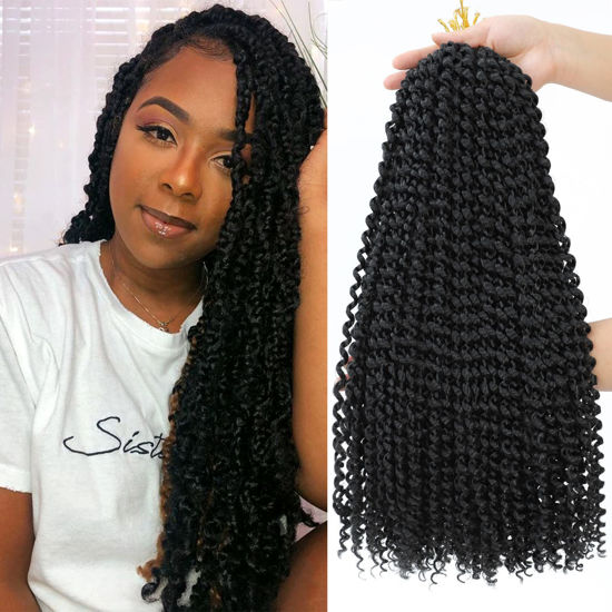 Picture of Dansama Passion Twist Hair Water Wave Braiding Hair for Butterfly Style Crochet Braids Bohemian Hair Extensions (18inch (Pack of 7), #1)