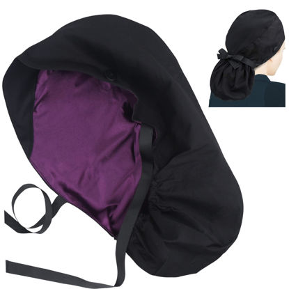 Picture of ABAMERICA Ponytail Scrub Caps for Women Surgical Caps Nurse Hat with Functional Ponytail Holder for Long Hair, Single or Satin-Lined