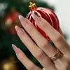 Picture of BTArtboxnails XCOATTIPS Press on Nails - Cat Eye Christmas Press on Nails, French Tip Nails Medium Almond Nail Tips, Soft Gel Nails False Nail, Soak Off Acrylic Fake Nails Extensions