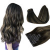 Picture of DOORES Clip in Hair Extensions, 7pcs 18 Inch 110g Balayage Natural Black to Light Blonde, Seamless Human Hair Extensions Seamless Clip Remy Hair Straight Hair Extensions Invisi Edge Hair Extensions