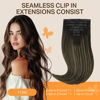 Picture of DOORES Clip in Hair Extensions, 7pcs 18 Inch 110g Balayage Natural Black to Light Blonde, Seamless Human Hair Extensions Seamless Clip Remy Hair Straight Hair Extensions Invisi Edge Hair Extensions