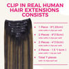 Picture of Lashey Clip in Hair Extensions Straight 7pcs 120g Human Hair Clip in Extensions Natural Black Mixed Chestnut Brown Real Human Hair Extensions for Black Women 20 Inch