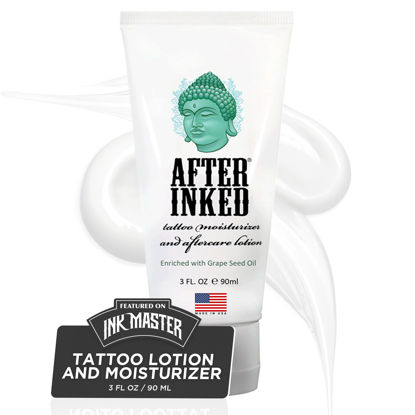 Picture of After Inked Tattoo Aftercare Lotion - Tattoo Moisturizer, As Seen on INK MASTER, Tattoo Balm, Ink Hydration Tattoo Aftercare Kit, 3 Fluid oz Tube (1-Pack)