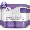 Picture of Medcosa No Rinse Shampoo Caps - Waterless Shampoo and Conditioner Hair Wash Cap - Dry Hair Washing Aids with Aloe Vera and Vitamins - Pack of 5 Rinse Free No Water Shower Caps